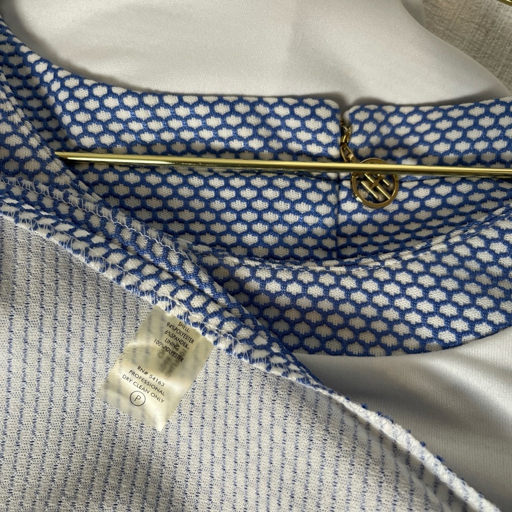 Preppy Tommy Hilfiger A-Line Honeycomb Sleeveless Dress Blue & White Size 14 - Picture 11 of 12